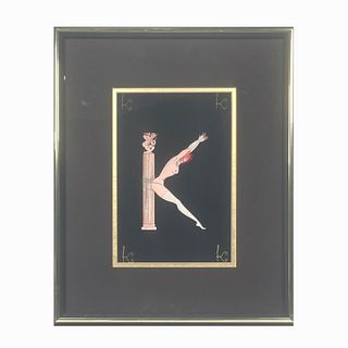 Erte "Letter K" Alphabet Suite Serigraph Framed