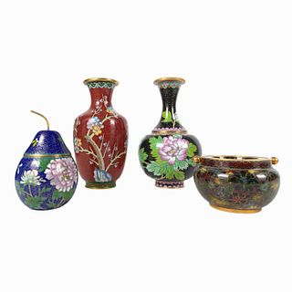 4 Chinese Vintage Cloisonne Enameled Table Items