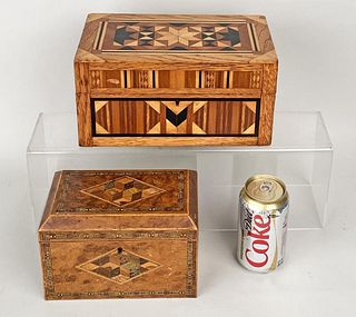 Two Antique Inlaid Wood Boxes