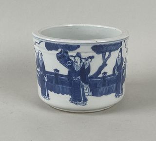 Chinese B/W Porcelain Brush Pot