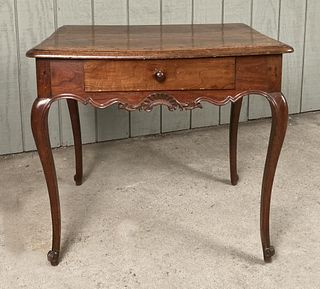 French Provincial Carved Walnut One Drawer Table