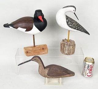 Group Three Carved and Painted Shore Birds