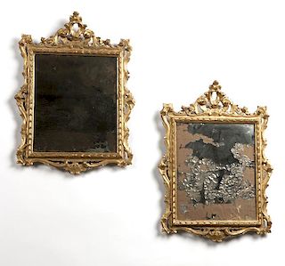 A pair of Italian Rococo carved giltwood mirrors