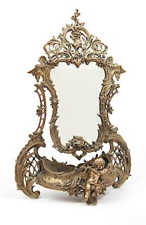 Gilt-bronze boudoir-style mirror-backed benitier