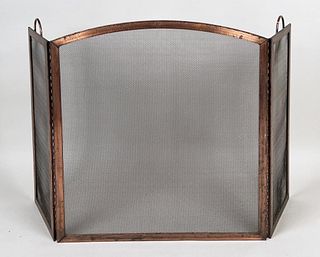 Arts & Crafts Style Bronze Arched Fireplace Screen