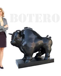 A Monumental BOTERO Fighting Bull Bronze Sculpture