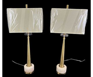 PAIR OF VERNER BUFFET TABLE LAMPS ON MARBLE BASES