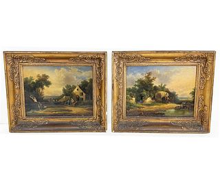 PAIR OF 19TH CENTURY COUNTRY LANDSCAPE PAINTINGS