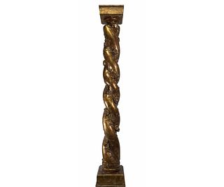 CONTEMPORARY CARVED GILT ROPE TWIST COLUMN