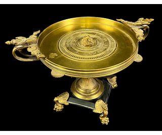 19th CENTURY BRONZE FOOTED DISH