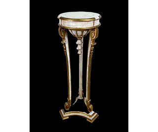PAINTED & GILDED FRENCH STYLE WOODEN PEDESTAL
