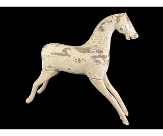 VINTAGE PAINTED WOODEN HORSE WITH NO TAIL