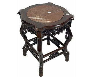 CHINESE MARBLE INSET TOP TABLE