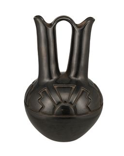 A Santa Clara Pueblo blackware wedding vase