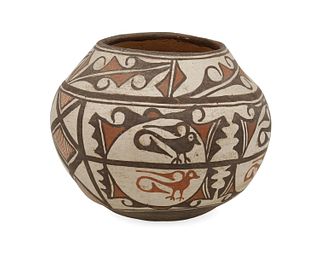 An Acoma Pueblo polychrome pottery olla