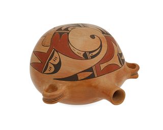 A Garnet "Flower Girl" Pavatea Hopi pottery canteen