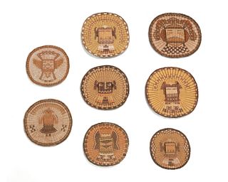 A collection of polychrome Hopi Third Mesa wicker plaques