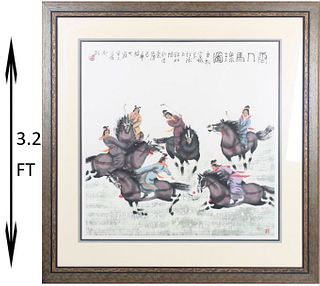 Traditional Chinese Brush Painting, Polo Players