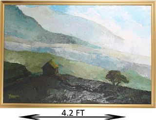 Lg Contemporary Landscape Oil on Board, Signed