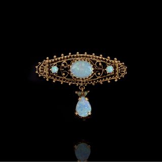 Opal and 14K Brooch