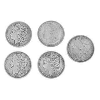 Five US $1 Morgan Silver Coins
