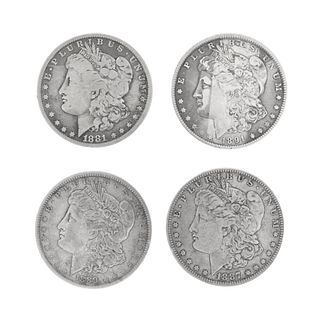 Four US $1 Morgan Silver Coins