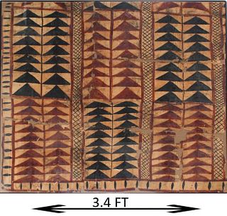 Early South Pacific Framed Tapa Cloth