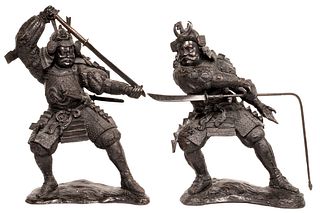 Japanese Fighting Samurai Statues