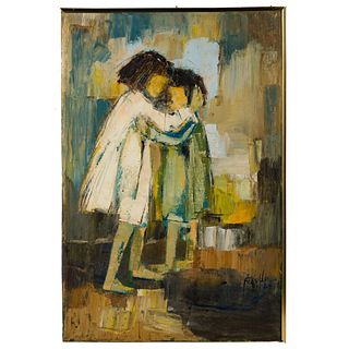 Edith Ferullo (American, 1928-2008) 'Sisters' Oil on Canvas