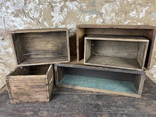 Five Wood Boxes