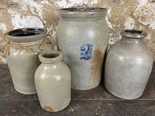 Four Stoneware Crocks