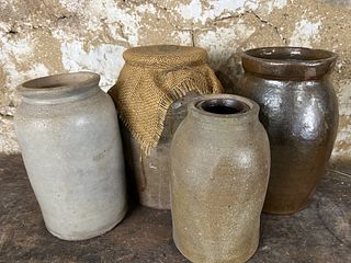 Four Stoneware Crocks