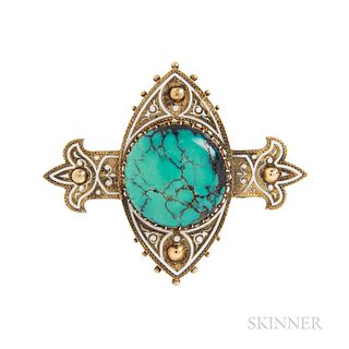 Victorian Gold and Turquoise Brooch
