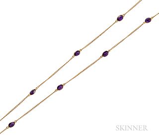 Antique 14kt Gold and Amethyst Watch Chain