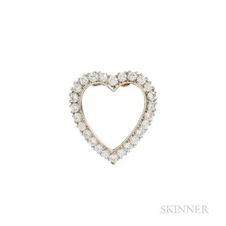 14kt White Gold and Diamond Heart Pendant/Brooch