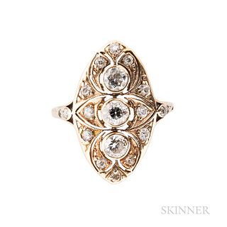 Art Deco 14kt Gold and Diamond Ring