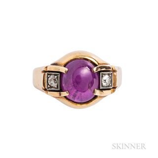 14kt Gold, Star Pink Sapphire, and Diamond Ring