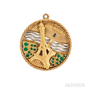 Van Cleef & Arpels 18kt Bicolor Gold and Emerald Eiffel Tower Charm
