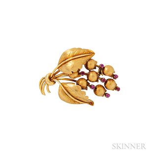 Tiffany & Co. 18kt Gold and Ruby Flower Brooch