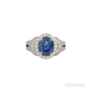 18kt White Gold, Sapphire, and Diamond Ring