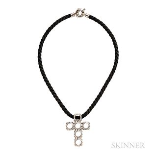 18kt White Gold and Diamond Cross Necklace