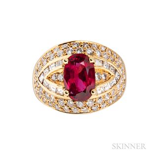18kt Gold, Spinel, and Diamond Ring