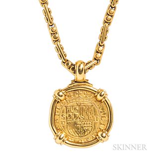 18kt Gold and Gold Coin Pendant and Chain