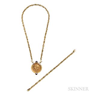 18kt Gold and Gold Coin Necklace