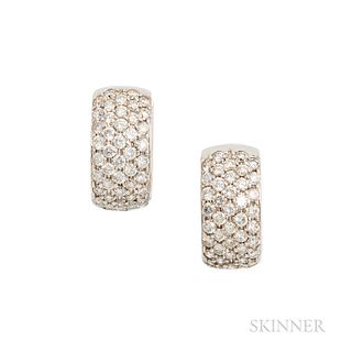 14kt White Gold and Diamond "Huggie" Earrings