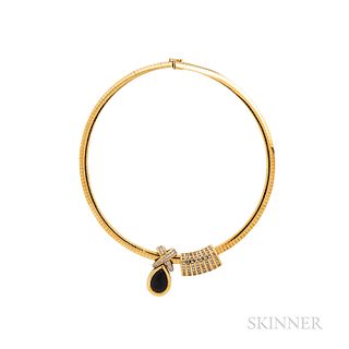 14kt Gold, Onyx, and Diamond Necklace