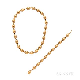 14kt Gold Bead Necklace and Bracelet