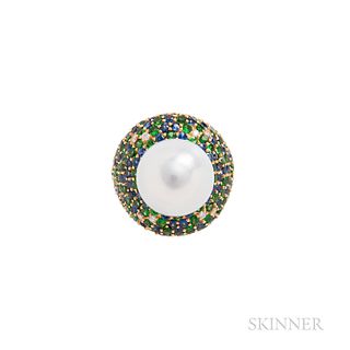18kt Gold and South Sea Pearl Gem-set Ring