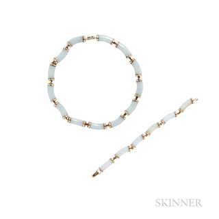 Ming's 14kt Gold and Jade Necklace and Bracelet