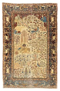 Antique Kashan Rug, 4'3" x 6'6"